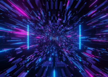 A digital tunnel with blue and pink neon lights creates a futuristic, high-speed visual effect, suggesting motion through a virtual or sci-fi-inspired space. | Betechit.com